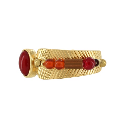 Кольцо TARATATA, Orient, разъемное, с бусинами и сердоликом, TT-E24-10419-203 красный фото 2