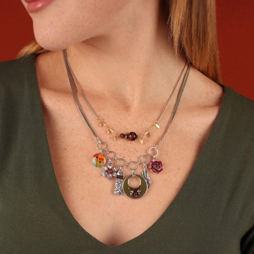 Колье TARATATA, Sirocco, со смолой, бусинами, стразами и агатом, TT-W24-07114-10M серебристый фото 3