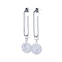 Серьги Moon Paris, Ringo, с подвеской-монетой, MR-22.03-041 серебристый