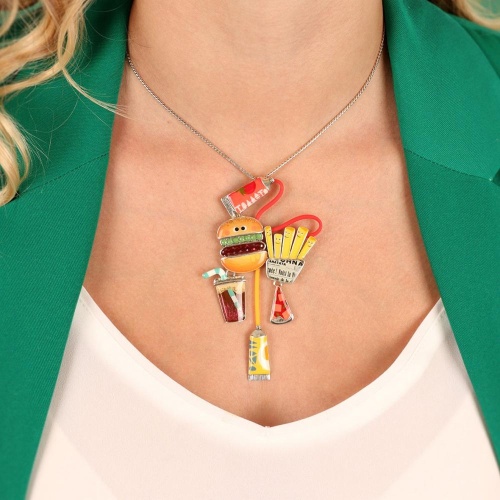 Колье TARATATA, Ketchup, смола, пудра, блестки, шнур и кабошон, TT-W23-08114-10M серебристый фото 5