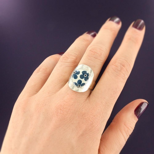 Кольцо TARATATA, Gomme, разъемное, с цветной смолой и узорами, TT-W25-03404-104 синий фото 5