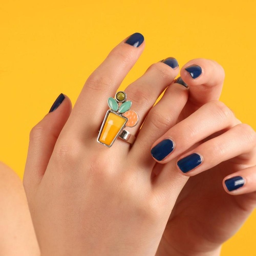 Кольцо TARATATA, Cocktail, разъемное, с цветной смолой и бусинами, TT-E24-05410-10M серебристый фото 5