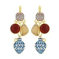 Серьги TARATATA, Antique, с цветной смолой, рисунками и сердоликом, TT-H25-07759-20M золотистый