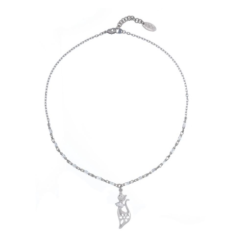 Колье Lanzerotti, Cuori, кристаллы, подвеска-кошка, LZ-24.02-153 серебристый