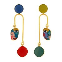 Серьги TARATATA, Abstract, асимметричные, с цветной смолой, TT-W24-05963-20M золотистый