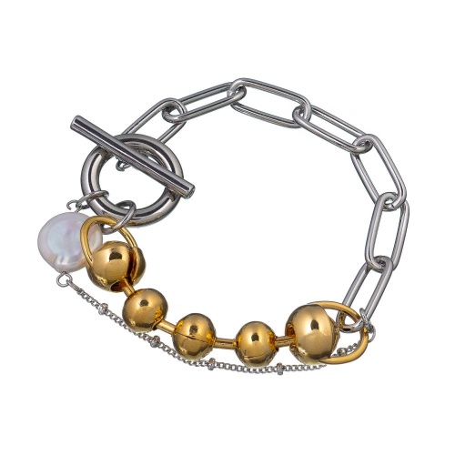 Браслет Moon Paris, Ringo Queen, с жемчугом и золотистыми бусинами, MRQ-23.03-016 серебристый
