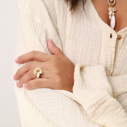 Кольцо Nature Bijoux, Ivory, кость, говлит, перламутр жемчужный, NB22.1-19-24367 белый фото 7