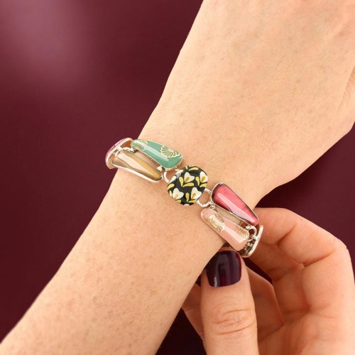 Браслет TARATATA, Etincelle, смола, слюдяной порошок, золотая краска, TT-W25-08315-10M серебристый фото 5