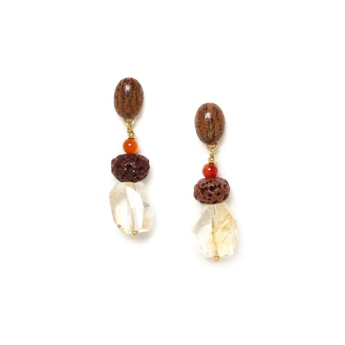 Серьги Nature Bijoux, Bangalore, агат, цитрин, сальвага, рудракша, NB23.2-12-79085 коричневый