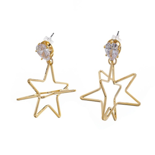 Серьги Moon Paris, Ringo, с объемной звездой и кристаллом, MR-23.12-056 золотистый