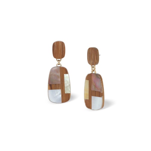Серьги Nature Bijoux, Kamakura, с бамбуком и перламутром, NB26.2-12-90866 коричневый