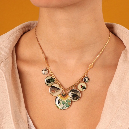 Колье TARATATA, Glaneuse, с рисунком напечатанным на смоле, TT-E22-09116-20M золотистый фото 6