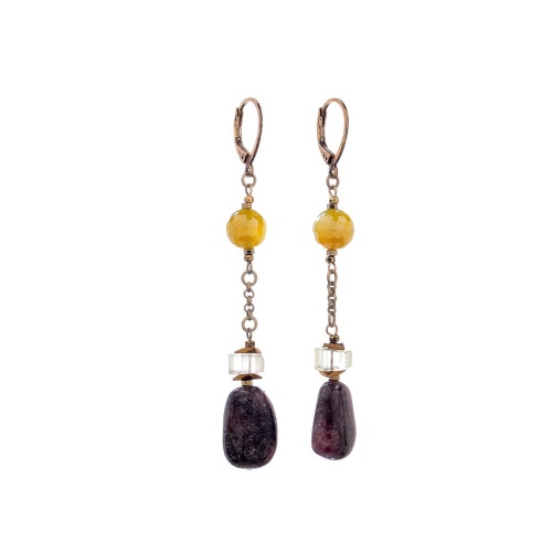 Серьги Lanzerotti, Elisir, с турмалином,агатом,цитрином и гематитом, LZ-25.10-280 серый