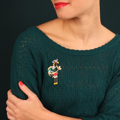 Брошь TARATATA, Virevolte, с цветной смолой и стеклянными бусинами, TT-E22-07204-20M золотистый фото 5