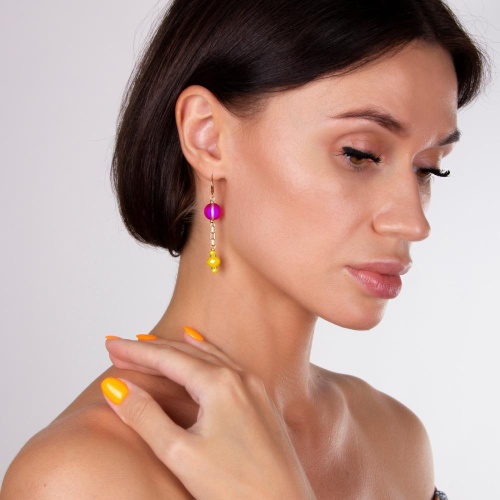 Серьги Lanzerotti, Montpasier, с цветными кристаллами и цепью, LZ-22.06-152 розовый фото 3