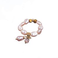 Кольцо Lanzerotti, Pesca, стрейч, с жемчугом и кристаллами, LZ-24.05-230 розовый