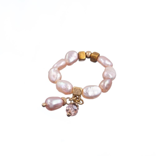 Кольцо Lanzerotti, Pesca, стрейч, с жемчугом и кристаллами, LZ-24.05-230 розовый