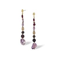 Серьги Nature Bijoux, Belle de nuit, жемчуг, дымчатый кварц, аметист, гранат, NB26.2-12-90837 фиолетовый
