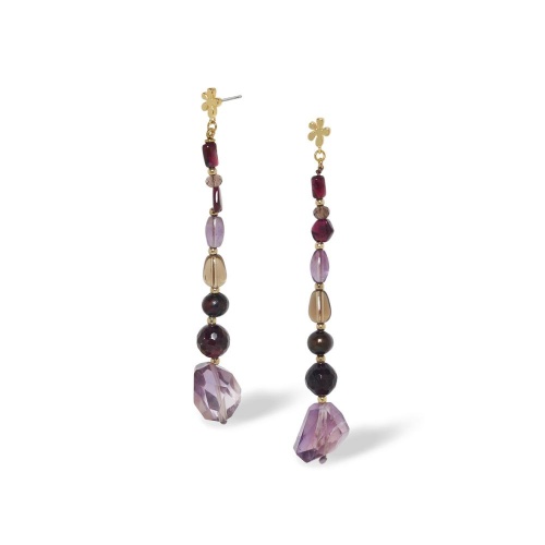 Серьги Nature Bijoux, Belle de nuit, жемчуг, дымчатый кварц, аметист, гранат, NB26.2-12-90837 фиолетовый