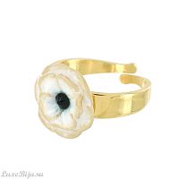 Кольцо TARATATA, Anemone, разъемное, с цветной смолой и кристаллом, TT-T23-08414-201 белый