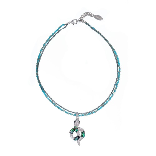 Колье Lanzerotti, Verde, двойное, с кристаллами и гелиотисом, LZ-24.12-550 бирюзовый