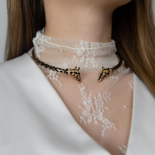 Колье Polina Firenze, гривна, жираф с кристаллами и эмалью, PF26.1-CL4346 золотистый фото 3