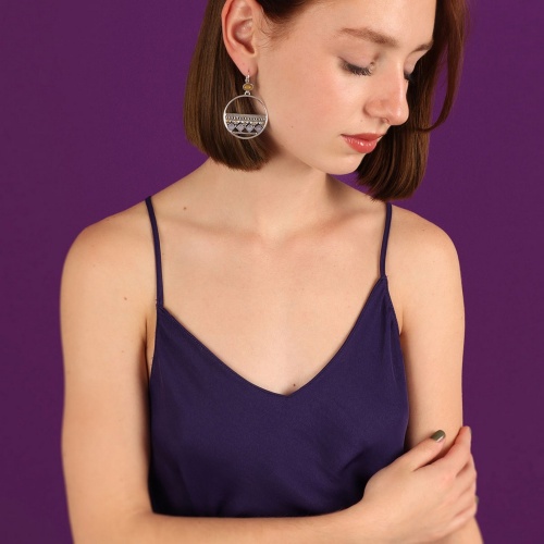 Серьги TARATATA, Ciboulette, со стразами и стеклянными бусинами, TT-E24-08767-10M серебристый фото 2