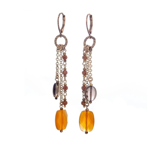 Серьги Lanzerotti, Caramello, сердолик, раухтопаз, авантюрин, LZ-24.11-529 коричневый