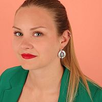 Серьги TARATATA, Tootoo, асимметрия,смола,бусины,стразы,блестки, TT-W23-10775-10M серебристый