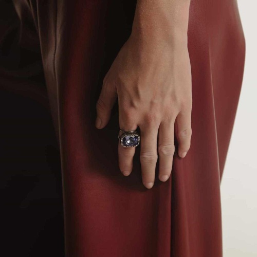 Кольцо Katerina Vassou, Keystone, разъемное, с кристаллом, KV24.2-401575BTANZANITE фиолетовый фото 3