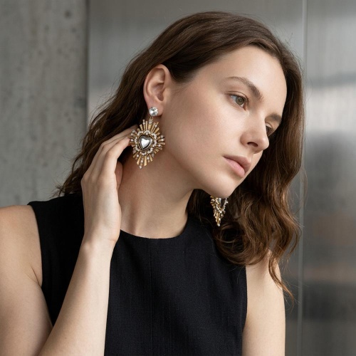 Серьги Celeste G, сердце, кристалл Swarovski и фианиты, CS26.1-1097 серебристый фото 2