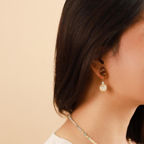 Серьги Nature Bijoux, Galapagos, шпон в смоле, амазонит, цитрин, NB23.1-12-78215 коричневый фото 3