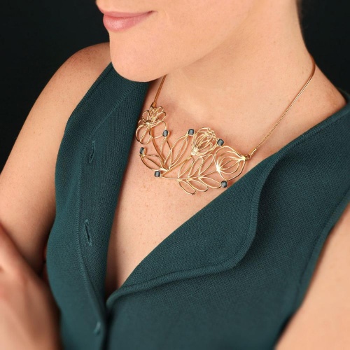 Колье TARATATA, Esquisse, с прозрачной смолой и слюдяным порошком, TT-H25-02104-204 золотистый фото 2