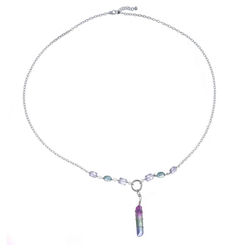 Колье Lanzerotti, Glicine, аметист, кристалл, кулон-кварц, LZ-24.04-227 сиреневый