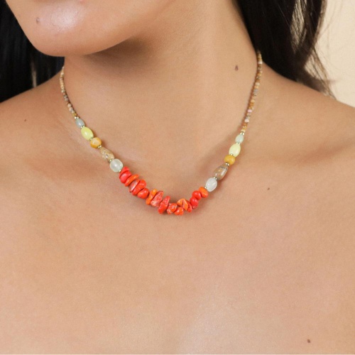 Колье Nature Bijoux, Tivoli, жадеит, говлит, яшма, тигровый глаз, NB25.2-15-43521 оранжевый фото 2
