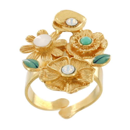 Кольцо TARATATA, Paradis, разъемное, со стразами и бусинами, TT-E23-07414-204 бирюзовый фото 3