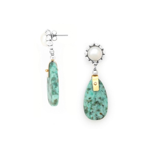 Серьги Nature Bijoux, Mara, с бирюзой и жемчугом, NB24.2-12-79765 зеленый фото 4