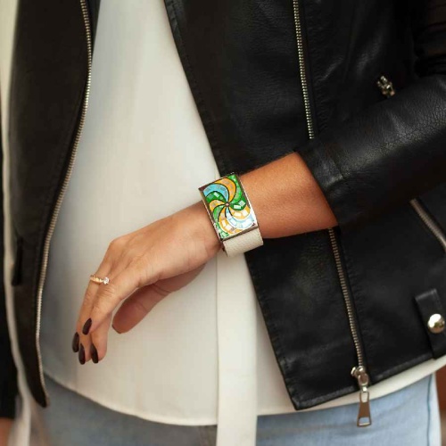 Браслет Fiore Luna на кожаном белом ремешке, CB01751-2 M фото 2