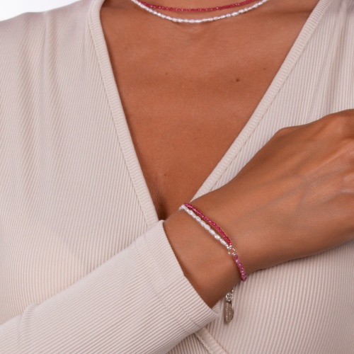 Браслет Lanzerotti, Monroe, турмалин, жемчуг, кристаллы, LZ-23.07-251 розовый фото 3