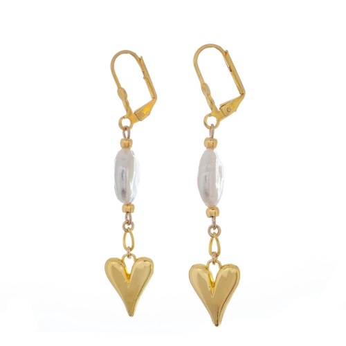 Серьги Lanzerotti, Splendore, с жемчугом и сердцем, LZ-24.08-316 золотистый