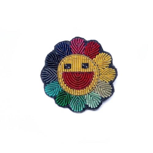 Брошь Moon Paris, радужный цветок из текстиля, Mo-22.03-018 желтый