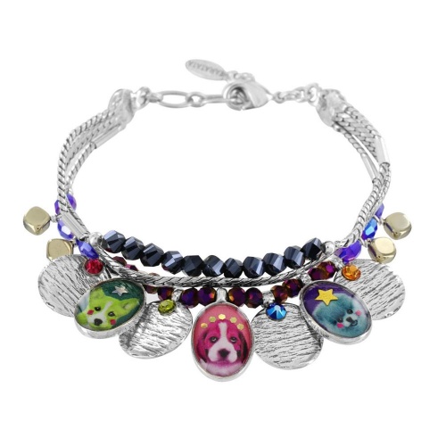 Браслет TARATATA, Tootoo, со смолой,бусинами,стразами и блестками, TT-W23-10314-10M серебристый