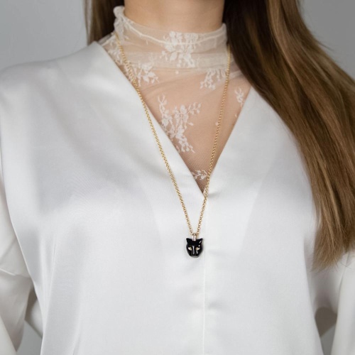 Колье Polina Firenze, пантера с эмалью и кристаллами, PF26.1-PE2805 черный фото 3