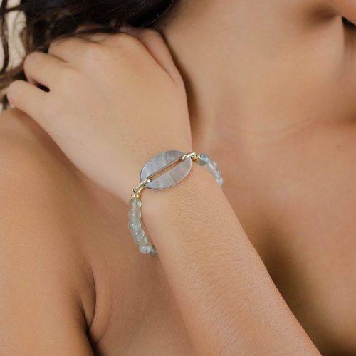 Браслет Nature Bijoux, Fluorite, стрейч, с перламутром и флюоритом, NB26.1-13-44471 мятный фото 3