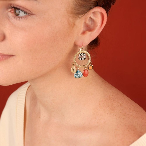 Серьги TARATATA, Antique, асимметрия, смола, пудра, гематит, TT-H25-07761-20M золотистый фото 2