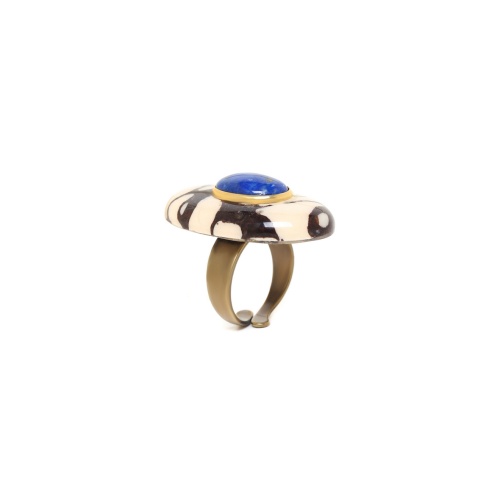 Кольцо Nature Bijoux, Camouflage, с термитником в смоле и лазуритом, NB23.2-19-25050 синий фото 2