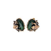 Серьги Alcozer&J, лягушка, нефрит, кристаллы Swarovski, AL2502-O68FW24 зеленый