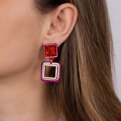 Серьги Moon Paris, Lorian, с кристаллом и подвеской, ML-24.03-021 красный фото 2