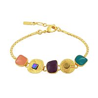 Браслет TARATATA, Joyeuse, с цветной смолой и стеклянными бусинами, TT-H24-11320-20M золотистый