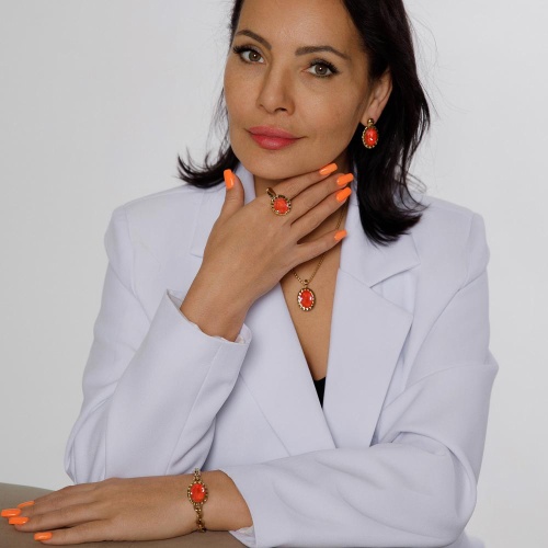 Серьги Qudo TIVOLA UNICA big (G/P) Crystal orange ignite 2,65cm, 332214 фото 4